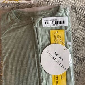 Little Sleepies Heather Sage Ribbed Zippy